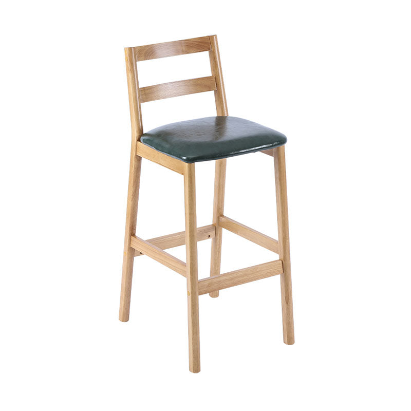 Contemporary Solid Wood Bar Stool Indoor Bar Stool with Footrest and Low Back Blackish Green 1 Piece Clearhalo 'Bar Furniture' 'Bar Stools' 'bar_stools' 'furn' 'furn_bar_stools' 'furniture_bar_stools' 'Kitchen & Dining Furniture' 'kitchen&dining_furn' 'kitchen' 'kitchen_furn' Furniture' 4611587