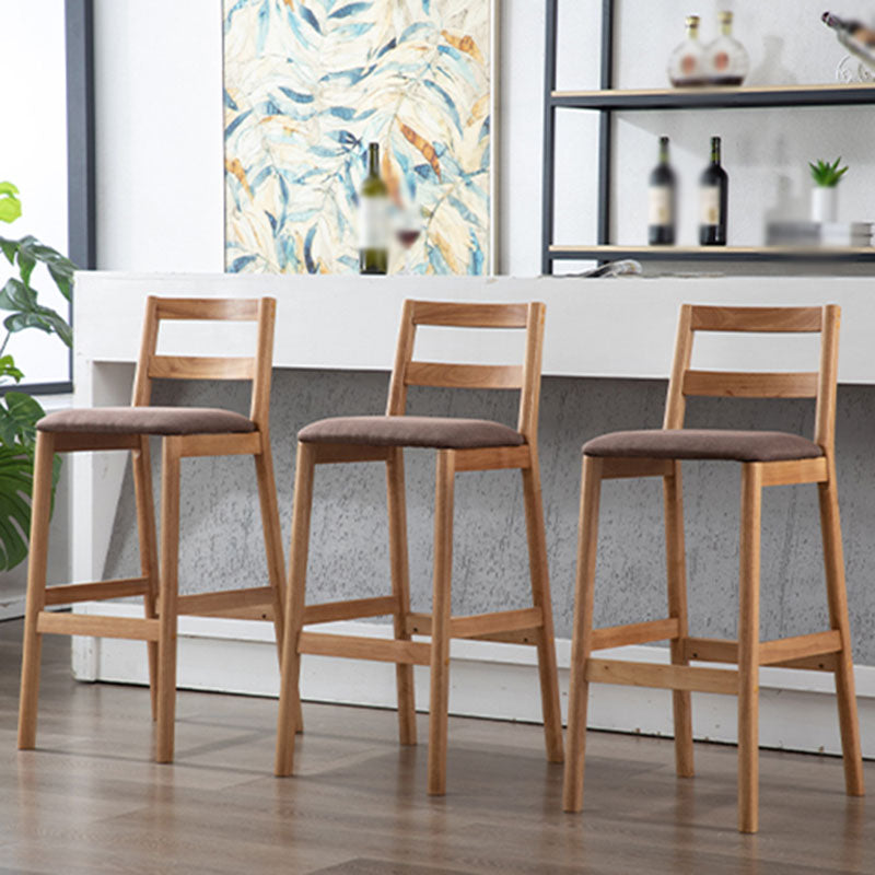 Contemporary Solid Wood Bar Stool Indoor Bar Stool with Footrest and Low Back Clearhalo 'Bar Furniture' 'Bar Stools' 'bar_stools' 'furn' 'furn_bar_stools' 'furniture_bar_stools' 'Kitchen & Dining Furniture' 'kitchen&dining_furn' 'kitchen' 'kitchen_furn' Furniture' 4611602