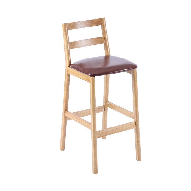 Contemporary Solid Wood Bar Stool Indoor Bar Stool with Footrest and Low Back Brown 1 Piece Clearhalo 'Bar Furniture' 'Bar Stools' 'bar_stools' 'furn' 'furn_bar_stools' 'furniture_bar_stools' 'Kitchen & Dining Furniture' 'kitchen&dining_furn' 'kitchen' 'kitchen_furn' Furniture' 4611603
