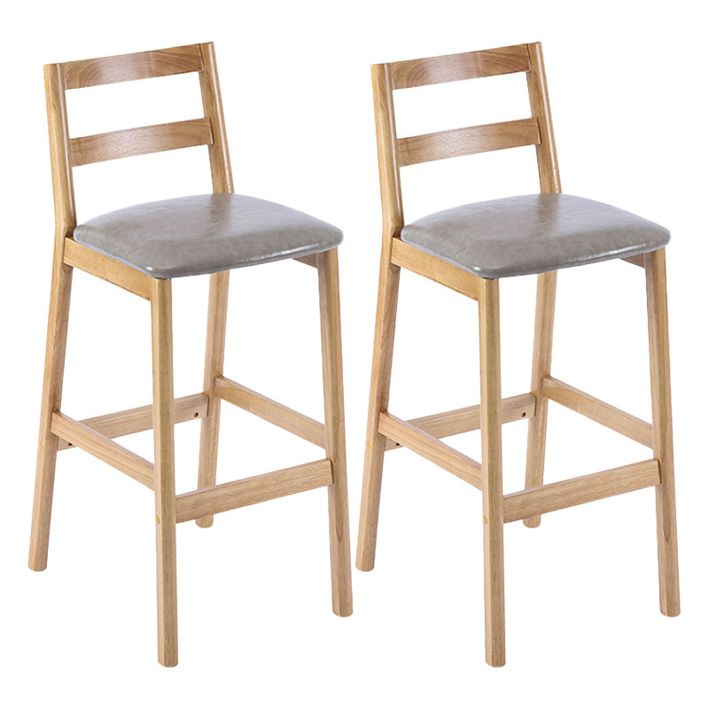 Contemporary Solid Wood Bar Stool Indoor Bar Stool with Footrest and Low Back Light Gray-White 2 Piece Set Clearhalo 'Bar Furniture' 'Bar Stools' 'bar_stools' 'furn' 'furn_bar_stools' 'furniture_bar_stools' 'Kitchen & Dining Furniture' 'kitchen&dining_furn' 'kitchen' 'kitchen_furn' Furniture' 4611606
