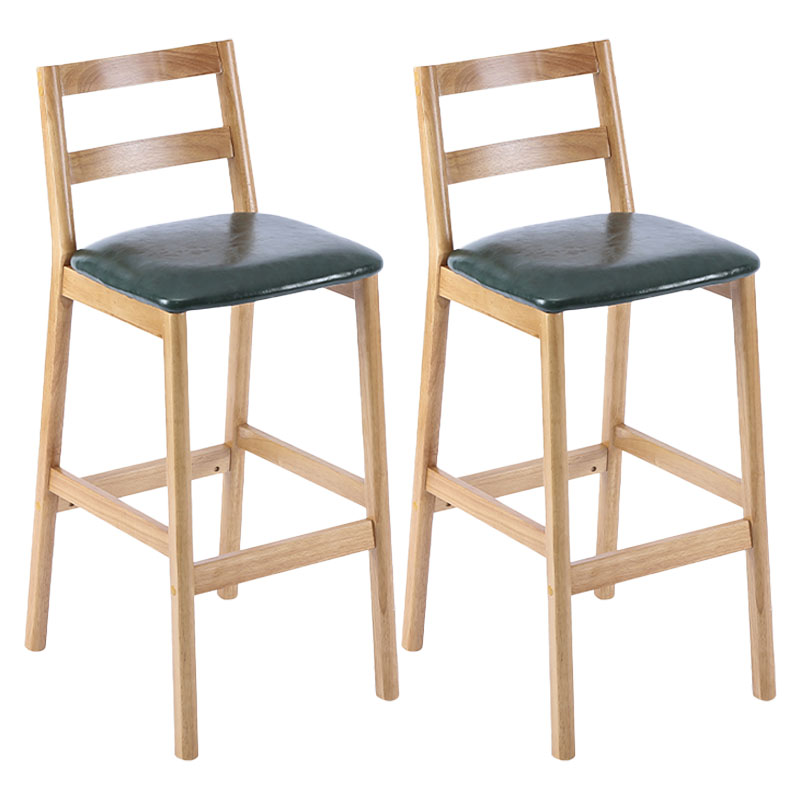 Contemporary Solid Wood Bar Stool Indoor Bar Stool with Footrest and Low Back Blackish Green 2 Piece Set Clearhalo 'Bar Furniture' 'Bar Stools' 'bar_stools' 'furn' 'furn_bar_stools' 'furniture_bar_stools' 'Kitchen & Dining Furniture' 'kitchen&dining_furn' 'kitchen' 'kitchen_furn' Furniture' 4611608