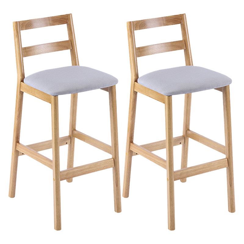 Contemporary Solid Wood Bar Stool Indoor Bar Stool with Footrest and Low Back Light Gray 2 Piece Set Clearhalo 'Bar Furniture' 'Bar Stools' 'bar_stools' 'furn' 'furn_bar_stools' 'furniture_bar_stools' 'Kitchen & Dining Furniture' 'kitchen&dining_furn' 'kitchen' 'kitchen_furn' Furniture' 4611609