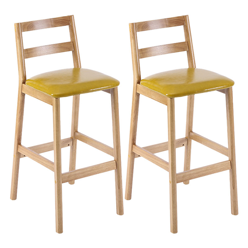 Contemporary Solid Wood Bar Stool Indoor Bar Stool with Footrest and Low Back Yellow 2 Piece Set Clearhalo 'Bar Furniture' 'Bar Stools' 'bar_stools' 'furn' 'furn_bar_stools' 'furniture_bar_stools' 'Kitchen & Dining Furniture' 'kitchen&dining_furn' 'kitchen' 'kitchen_furn' Furniture' 4611610