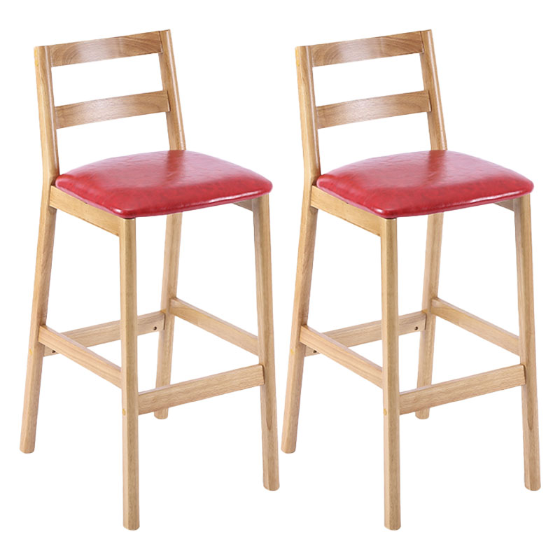 Contemporary Solid Wood Bar Stool Indoor Bar Stool with Footrest and Low Back Red 2 Piece Set Clearhalo 'Bar Furniture' 'Bar Stools' 'bar_stools' 'furn' 'furn_bar_stools' 'furniture_bar_stools' 'Kitchen & Dining Furniture' 'kitchen&dining_furn' 'kitchen' 'kitchen_furn' Furniture' 4611612