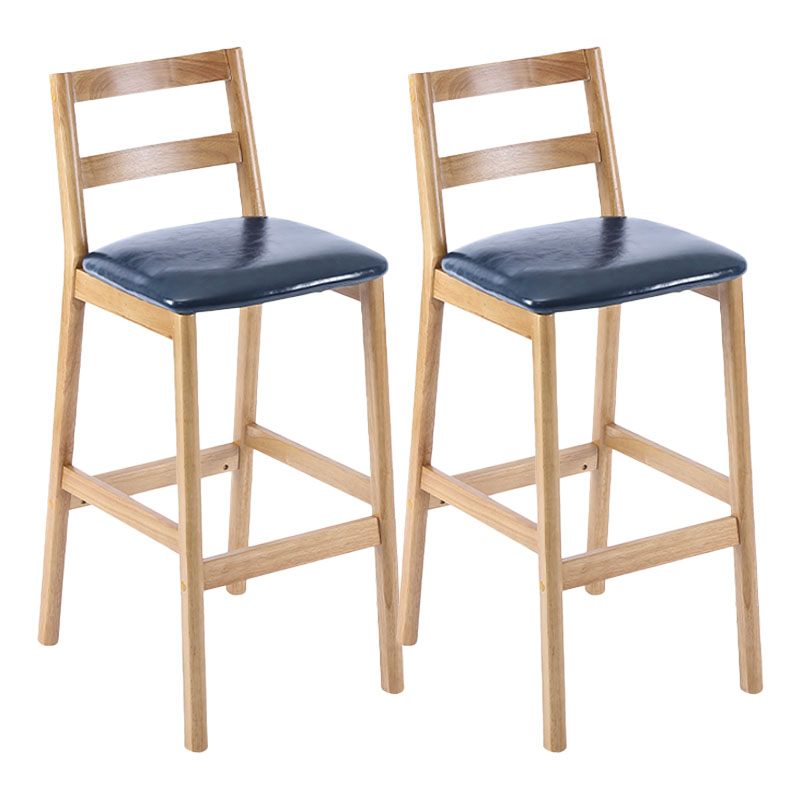 Contemporary Solid Wood Bar Stool Indoor Bar Stool with Footrest and Low Back Dark Blue 2 Piece Set Clearhalo 'Bar Furniture' 'Bar Stools' 'bar_stools' 'furn' 'furn_bar_stools' 'furniture_bar_stools' 'Kitchen & Dining Furniture' 'kitchen&dining_furn' 'kitchen' 'kitchen_furn' Furniture' 4611614