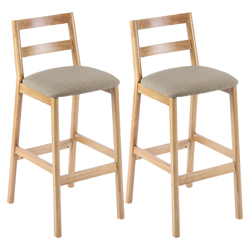 Contemporary Solid Wood Bar Stool Indoor Bar Stool with Footrest and Low Back Khaki 2 Piece Set Clearhalo 'Bar Furniture' 'Bar Stools' 'bar_stools' 'furn' 'furn_bar_stools' 'furniture_bar_stools' 'Kitchen & Dining Furniture' 'kitchen&dining_furn' 'kitchen' 'kitchen_furn' Furniture' 4611615