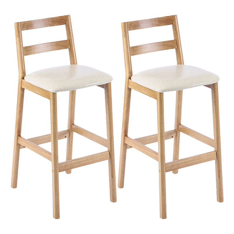 Contemporary Solid Wood Bar Stool Indoor Bar Stool with Footrest and Low Back Off-White 2 Piece Set Clearhalo 'Bar Furniture' 'Bar Stools' 'bar_stools' 'furn' 'furn_bar_stools' 'furniture_bar_stools' 'Kitchen & Dining Furniture' 'kitchen&dining_furn' 'kitchen' 'kitchen_furn' Furniture' 4611618