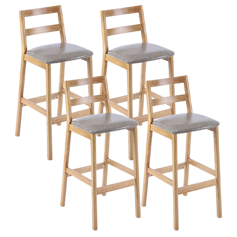 Contemporary Solid Wood Bar Stool Indoor Bar Stool with Footrest and Low Back Light Gray-White 4 Piece Set Clearhalo 'Bar Furniture' 'Bar Stools' 'bar_stools' 'furn' 'furn_bar_stools' 'furniture_bar_stools' 'Kitchen & Dining Furniture' 'kitchen&dining_furn' 'kitchen' 'kitchen_furn' Furniture' 4611619