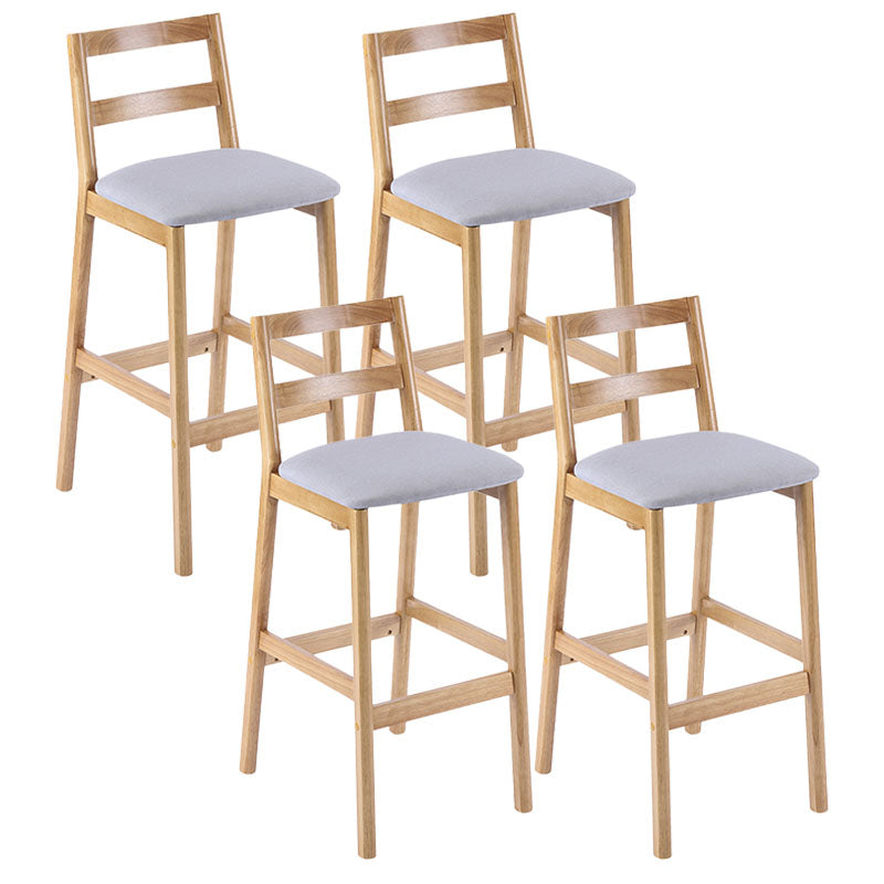 Contemporary Solid Wood Bar Stool Indoor Bar Stool with Footrest and Low Back Light Gray 4 Piece Set Clearhalo 'Bar Furniture' 'Bar Stools' 'bar_stools' 'furn' 'furn_bar_stools' 'furniture_bar_stools' 'Kitchen & Dining Furniture' 'kitchen&dining_furn' 'kitchen' 'kitchen_furn' Furniture' 4611622