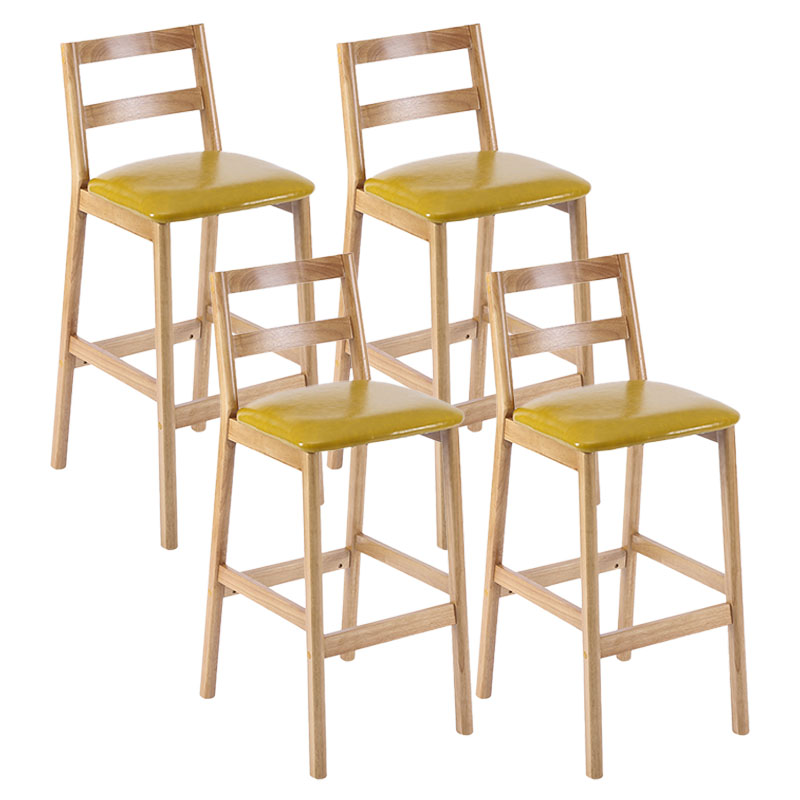 Contemporary Solid Wood Bar Stool Indoor Bar Stool with Footrest and Low Back Yellow 4 Piece Set Clearhalo 'Bar Furniture' 'Bar Stools' 'bar_stools' 'furn' 'furn_bar_stools' 'furniture_bar_stools' 'Kitchen & Dining Furniture' 'kitchen&dining_furn' 'kitchen' 'kitchen_furn' Furniture' 4611623