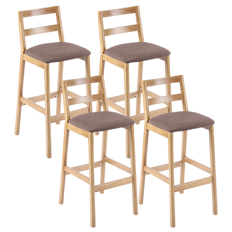 Contemporary Solid Wood Bar Stool Indoor Bar Stool with Footrest and Low Back Coffee 4 Piece Set Clearhalo 'Bar Furniture' 'Bar Stools' 'bar_stools' 'furn' 'furn_bar_stools' 'furniture_bar_stools' 'Kitchen & Dining Furniture' 'kitchen&dining_furn' 'kitchen' 'kitchen_furn' Furniture' 4611624
