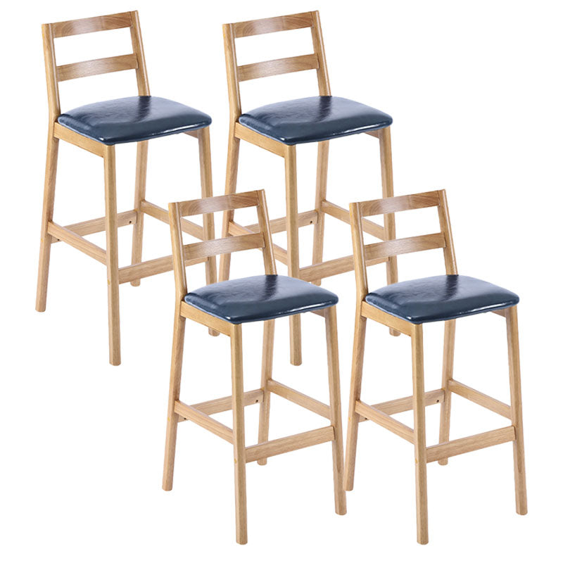 Contemporary Solid Wood Bar Stool Indoor Bar Stool with Footrest and Low Back Dark Blue 4 Piece Set Clearhalo 'Bar Furniture' 'Bar Stools' 'bar_stools' 'furn' 'furn_bar_stools' 'furniture_bar_stools' 'Kitchen & Dining Furniture' 'kitchen&dining_furn' 'kitchen' 'kitchen_furn' Furniture' 4611627
