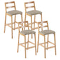 Contemporary Solid Wood Bar Stool Indoor Bar Stool with Footrest and Low Back Khaki 4 Piece Set Clearhalo 'Bar Furniture' 'Bar Stools' 'bar_stools' 'furn' 'furn_bar_stools' 'furniture_bar_stools' 'Kitchen & Dining Furniture' 'kitchen&dining_furn' 'kitchen' 'kitchen_furn' Furniture' 4611628