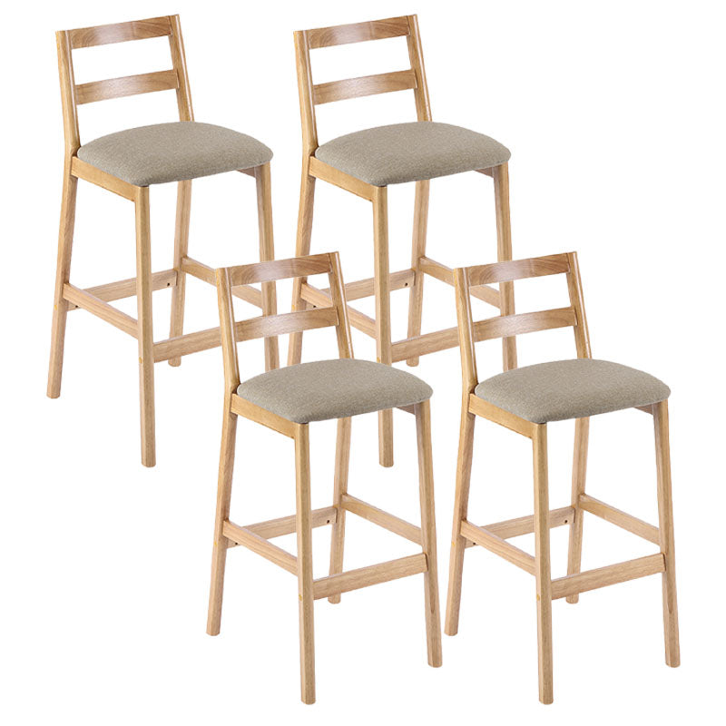Contemporary Solid Wood Bar Stool Indoor Bar Stool with Footrest and Low Back Khaki 4 Piece Set Clearhalo 'Bar Furniture' 'Bar Stools' 'bar_stools' 'furn' 'furn_bar_stools' 'furniture_bar_stools' 'Kitchen & Dining Furniture' 'kitchen&dining_furn' 'kitchen' 'kitchen_furn' Furniture' 4611628