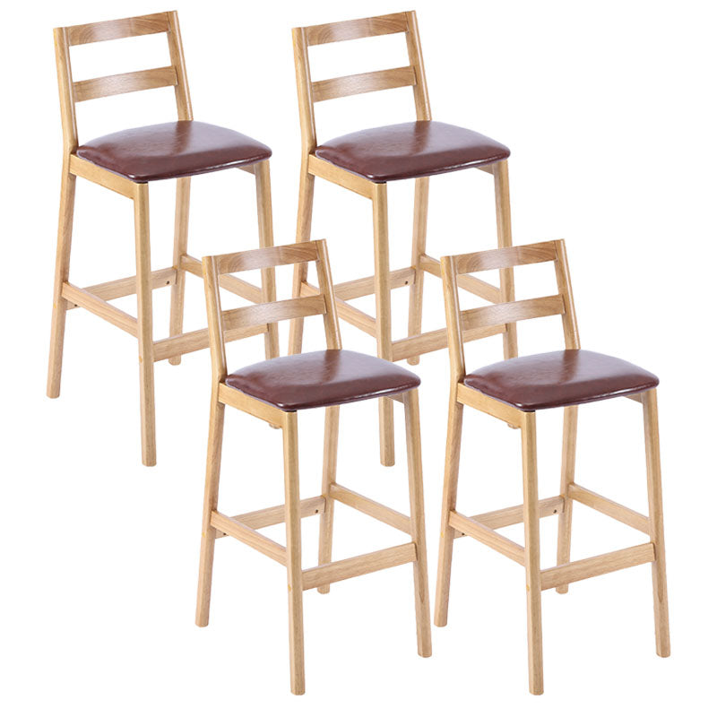 Contemporary Solid Wood Bar Stool Indoor Bar Stool with Footrest and Low Back Brown 4 Piece Set Clearhalo 'Bar Furniture' 'Bar Stools' 'bar_stools' 'furn' 'furn_bar_stools' 'furniture_bar_stools' 'Kitchen & Dining Furniture' 'kitchen&dining_furn' 'kitchen' 'kitchen_furn' Furniture' 4611629