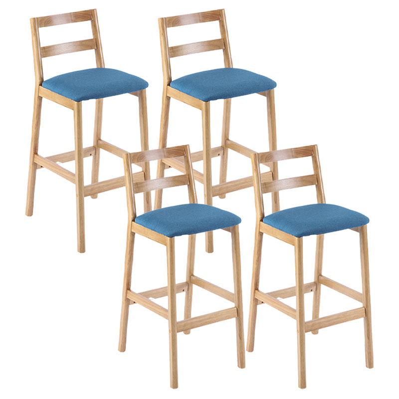 Contemporary Solid Wood Bar Stool Indoor Bar Stool with Footrest and Low Back Blue 4 Piece Set Clearhalo 'Bar Furniture' 'Bar Stools' 'bar_stools' 'furn' 'furn_bar_stools' 'furniture_bar_stools' 'Kitchen & Dining Furniture' 'kitchen&dining_furn' 'kitchen' 'kitchen_furn' Furniture' 4611630