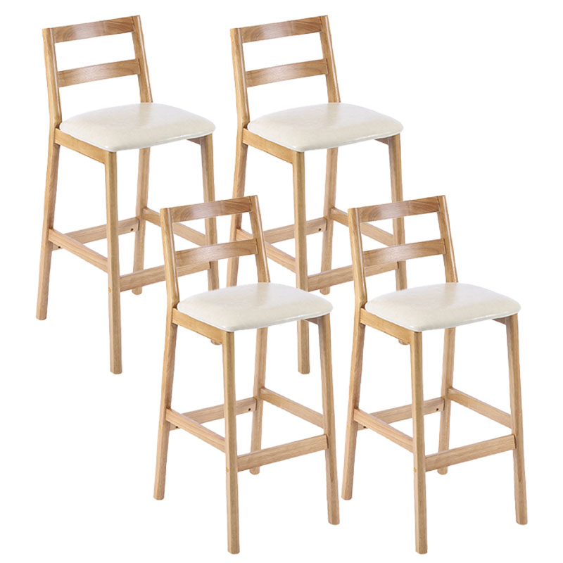 Contemporary Solid Wood Bar Stool Indoor Bar Stool with Footrest and Low Back Off-White 4 Piece Set Clearhalo 'Bar Furniture' 'Bar Stools' 'bar_stools' 'furn' 'furn_bar_stools' 'furniture_bar_stools' 'Kitchen & Dining Furniture' 'kitchen&dining_furn' 'kitchen' 'kitchen_furn' Furniture' 4611631