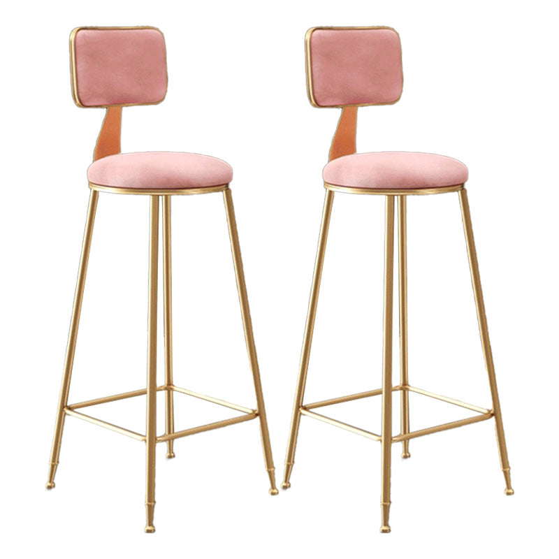Modern Style Metal Bar Stool with Footrest and Low Back Bistro Lounge Bar Stool Pink 2 Piece Set Clearhalo 'Bar Furniture' 'Bar Stools' 'bar_stools' 'furn' 'furn_bar_stools' 'furniture_bar_stools' 'Kitchen & Dining Furniture' 'kitchen&dining_furn' 'kitchen' 'kitchen_furn' Furniture' 4611656