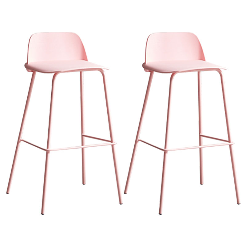 Contemporary Metal Plastic Barstool Bristol Bar Stool with Footrest and Low Back Pink 2 Piece Set Clearhalo 'Bar Furniture' 'Bar Stools' 'bar_stools' 'furn' 'furn_bar_stools' 'furniture_bar_stools' 'Kitchen & Dining Furniture' 'kitchen&dining_furn' 'kitchen' 'kitchen_furn' Furniture' 4611682