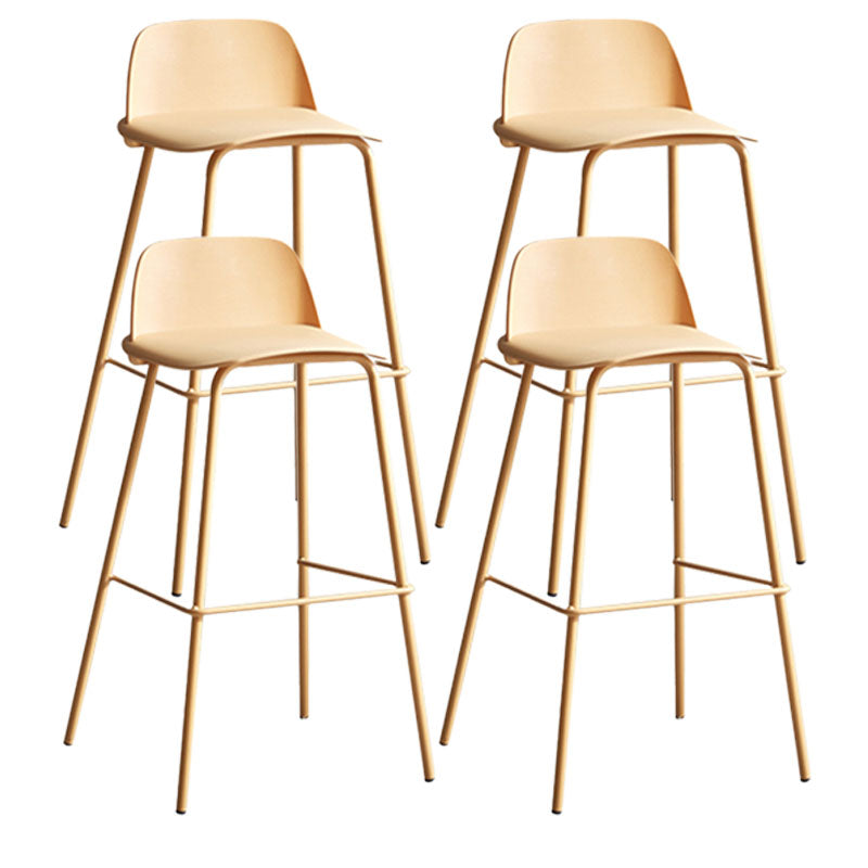 Contemporary Metal Plastic Barstool Bristol Bar Stool with Footrest and Low Back Yellow 4 Piece Set Clearhalo 'Bar Furniture' 'Bar Stools' 'bar_stools' 'furn' 'furn_bar_stools' 'furniture_bar_stools' 'Kitchen & Dining Furniture' 'kitchen&dining_furn' 'kitchen' 'kitchen_furn' Furniture' 4611693