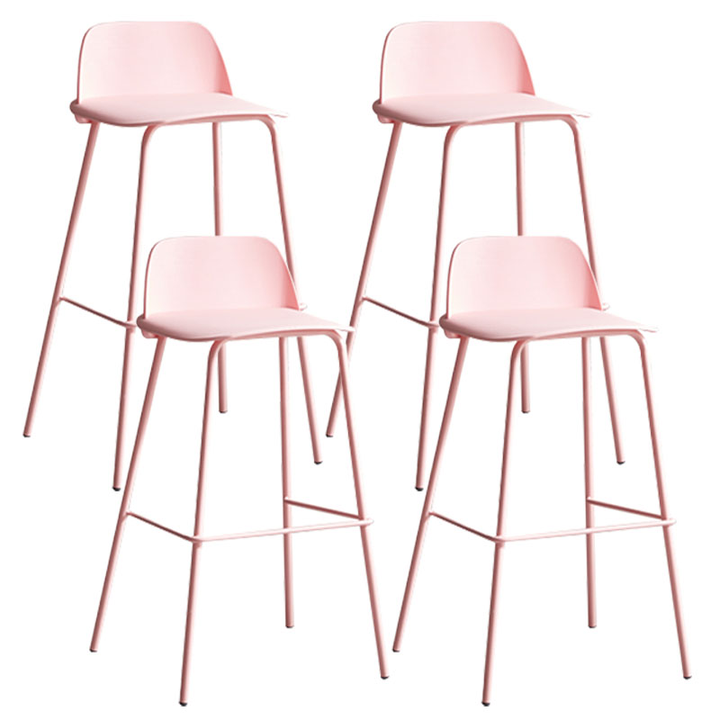Contemporary Metal Plastic Barstool Bristol Bar Stool with Footrest and Low Back Pink 4 Piece Set Clearhalo 'Bar Furniture' 'Bar Stools' 'bar_stools' 'furn' 'furn_bar_stools' 'furniture_bar_stools' 'Kitchen & Dining Furniture' 'kitchen&dining_furn' 'kitchen' 'kitchen_furn' Furniture' 4611697