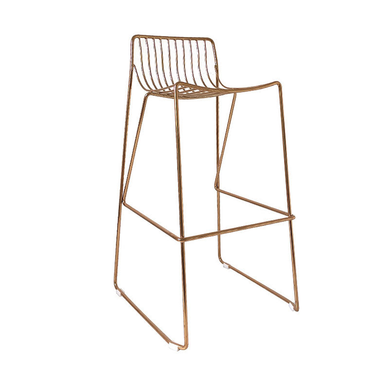 Modern Style Steel Counter Stools with Footrest and Cutout Milk Tea Shop Bar Stool 30 Inch Gold 1 Piece Bar Stool(30"H) Clearhalo 'Bar Furniture' 'Bar Stools' 'bar_stools' 'furniture_bar_stools' 'Kitchen & Dining Furniture' 'kitchen&dining_furn' 'kitchen' 'kitchen_furn' Furniture' 4611703
