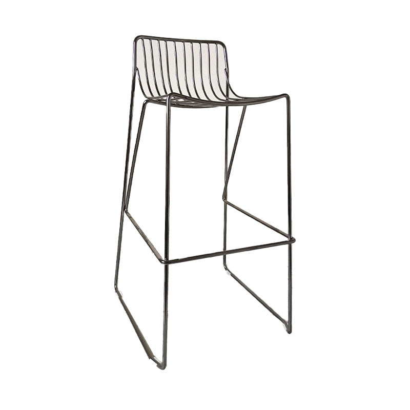 Modern Style Steel Counter Stools with Footrest and Cutout Milk Tea Shop Bar Stool 30 Inch Black 1 Piece Bar Stool(30"H) Clearhalo 'Bar Furniture' 'Bar Stools' 'bar_stools' 'furniture_bar_stools' 'Kitchen & Dining Furniture' 'kitchen&dining_furn' 'kitchen' 'kitchen_furn' Furniture' 4611704