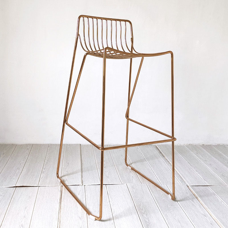 Modern Style Steel Counter Stools with Footrest and Cutout Milk Tea Shop Bar Stool 30 Inch Clearhalo 'Bar Furniture' 'Bar Stools' 'bar_stools' 'furniture_bar_stools' 'Kitchen & Dining Furniture' 'kitchen&dining_furn' 'kitchen' 'kitchen_furn' Furniture' 4611705