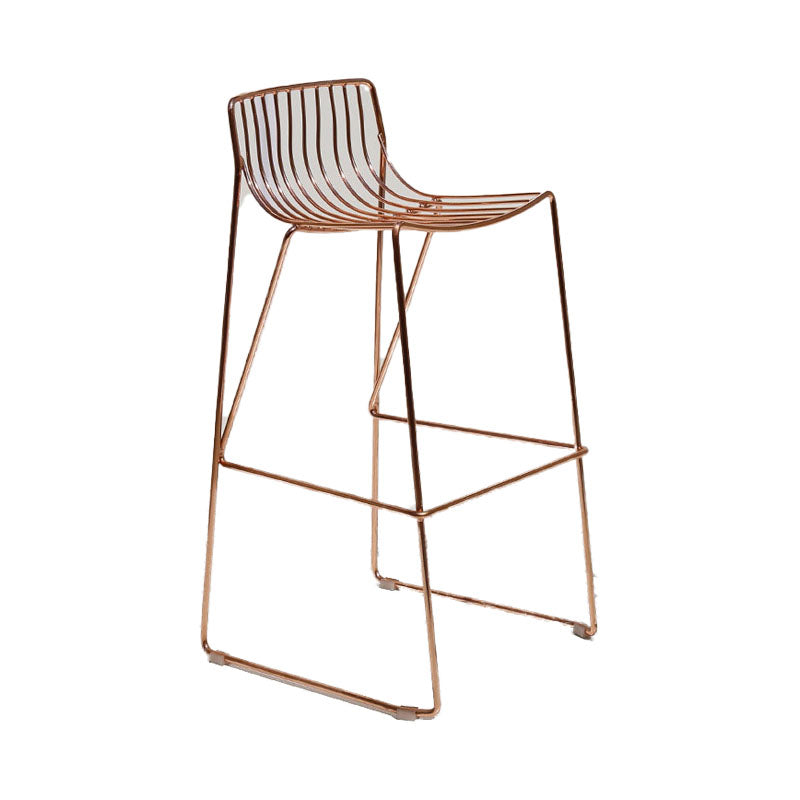 Modern Style Steel Counter Stools with Footrest and Cutout Milk Tea Shop Bar Stool 30 Inch Rose Gold 1 Piece Bar Stool(30"H) Clearhalo 'Bar Furniture' 'Bar Stools' 'bar_stools' 'furniture_bar_stools' 'Kitchen & Dining Furniture' 'kitchen&dining_furn' 'kitchen' 'kitchen_furn' Furniture' 4611706