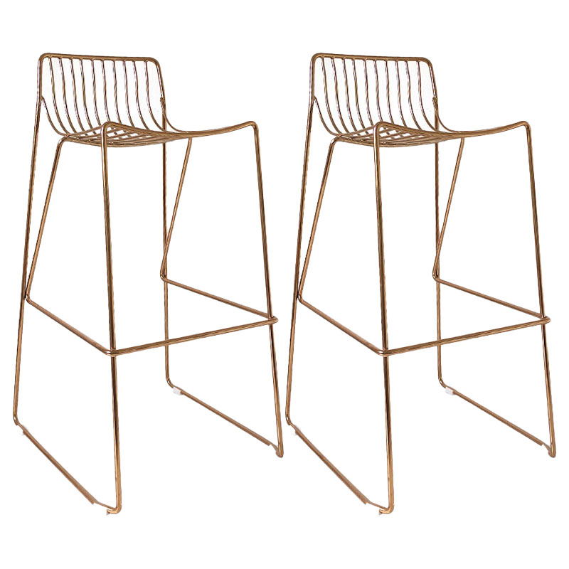 Modern Style Steel Counter Stools with Footrest and Cutout Milk Tea Shop Bar Stool 30 Inch Gold Set of 2 Bar Stool(30"H) Clearhalo 'Bar Furniture' 'Bar Stools' 'bar_stools' 'furniture_bar_stools' 'Kitchen & Dining Furniture' 'kitchen&dining_furn' 'kitchen' 'kitchen_furn' Furniture' 4611708