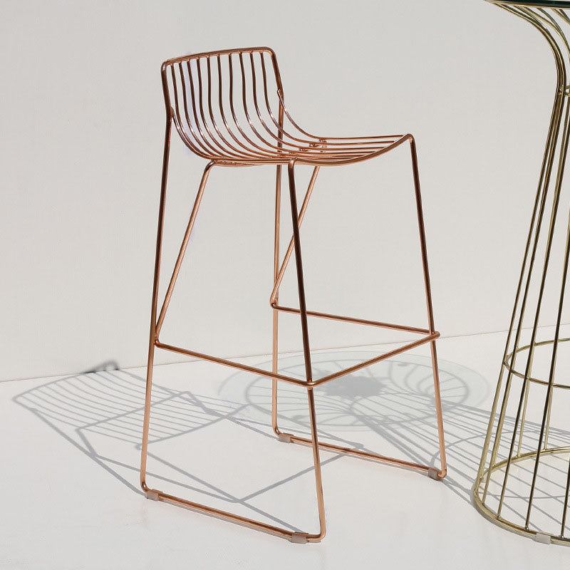 Modern Style Steel Counter Stools with Footrest and Cutout Milk Tea Shop Bar Stool 30 Inch Clearhalo 'Bar Furniture' 'Bar Stools' 'bar_stools' 'furniture_bar_stools' 'Kitchen & Dining Furniture' 'kitchen&dining_furn' 'kitchen' 'kitchen_furn' Furniture' 4611709