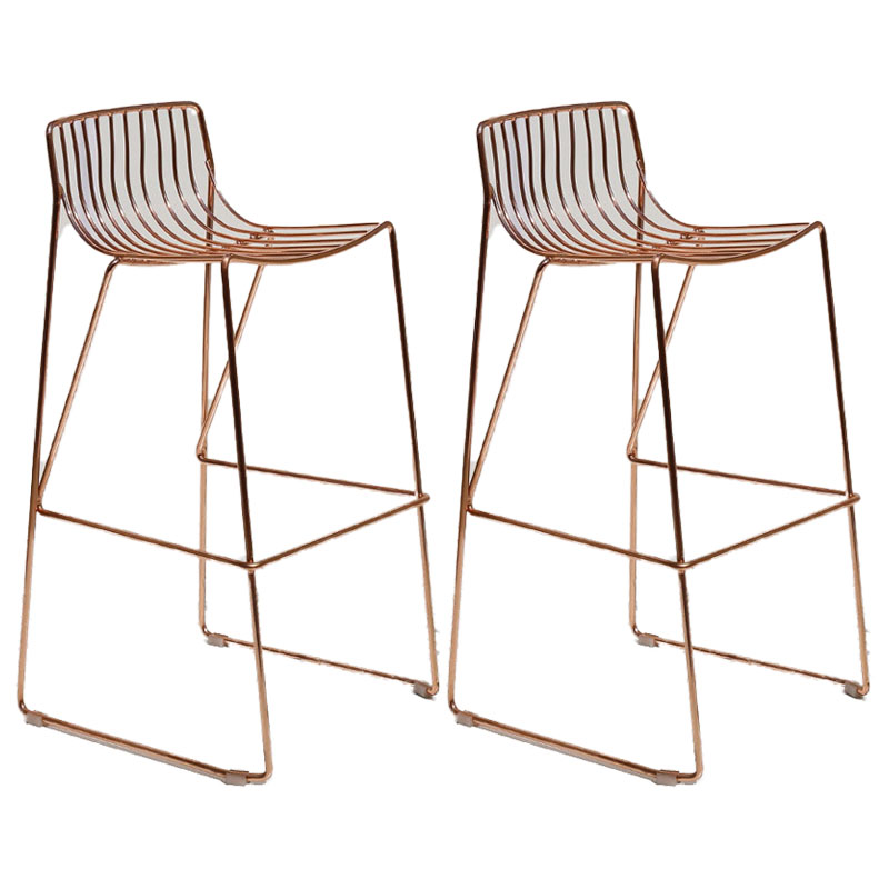 Modern Style Steel Counter Stools with Footrest and Cutout Milk Tea Shop Bar Stool 30 Inch Rose Gold Set of 2 Bar Stool(30"H) Clearhalo 'Bar Furniture' 'Bar Stools' 'bar_stools' 'furniture_bar_stools' 'Kitchen & Dining Furniture' 'kitchen&dining_furn' 'kitchen' 'kitchen_furn' Furniture' 4611712