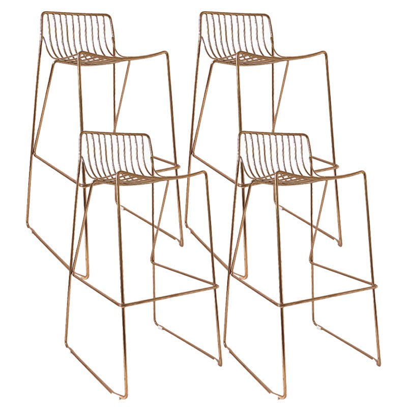 Modern Style Steel Counter Stools with Footrest and Cutout Milk Tea Shop Bar Stool 30 Inch Gold Set of 4 Bar Stool(30"H) Clearhalo 'Bar Furniture' 'Bar Stools' 'bar_stools' 'furniture_bar_stools' 'Kitchen & Dining Furniture' 'kitchen&dining_furn' 'kitchen' 'kitchen_furn' Furniture' 4611714