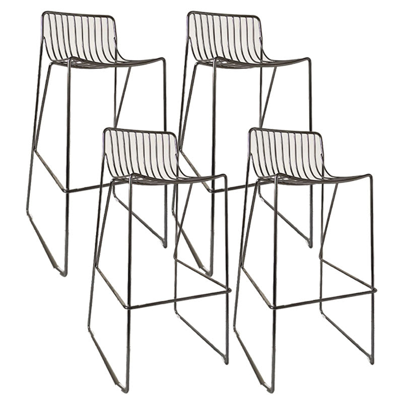 Modern Style Steel Counter Stools with Footrest and Cutout Milk Tea Shop Bar Stool 30 Inch Black Set of 4 Bar Stool(30"H) Clearhalo 'Bar Furniture' 'Bar Stools' 'bar_stools' 'furniture_bar_stools' 'Kitchen & Dining Furniture' 'kitchen&dining_furn' 'kitchen' 'kitchen_furn' Furniture' 4611717
