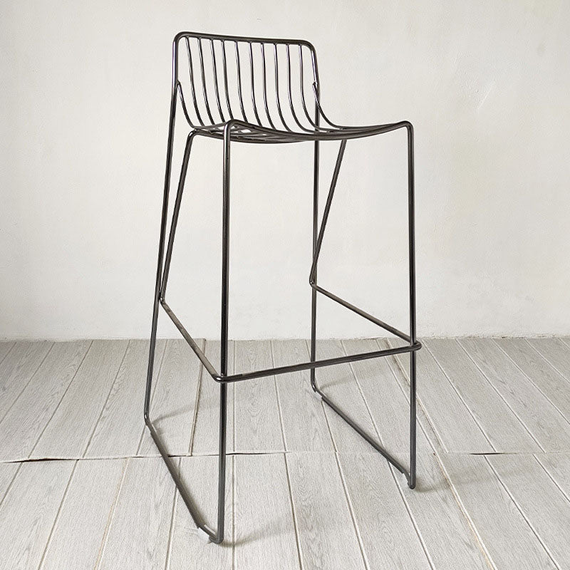 Modern Style Steel Counter Stools with Footrest and Cutout Milk Tea Shop Bar Stool 30 Inch Clearhalo 'Bar Furniture' 'Bar Stools' 'bar_stools' 'furniture_bar_stools' 'Kitchen & Dining Furniture' 'kitchen&dining_furn' 'kitchen' 'kitchen_furn' Furniture' 4611720