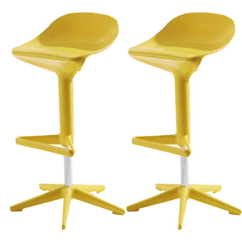 Living Room Modern Plastic Barstool Rotating Lifting Macron Bar Stool with Backrests Yellow 2 Piece Set Clearhalo 'Bar Furniture' 'Bar Stools' 'bar_stools' 'furn' 'furn_bar_stools' 'furniture_bar_stools' 'Kitchen & Dining Furniture' 'kitchen&dining_furn' 'kitchen' 'kitchen_furn' Furniture' 4611736