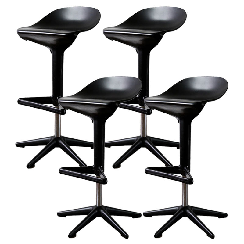 Living Room Modern Plastic Barstool Rotating Lifting Macron Bar Stool with Backrests Black 4 Piece Set Clearhalo 'Bar Furniture' 'Bar Stools' 'bar_stools' 'furn' 'furn_bar_stools' 'furniture_bar_stools' 'Kitchen & Dining Furniture' 'kitchen&dining_furn' 'kitchen' 'kitchen_furn' Furniture' 4611739