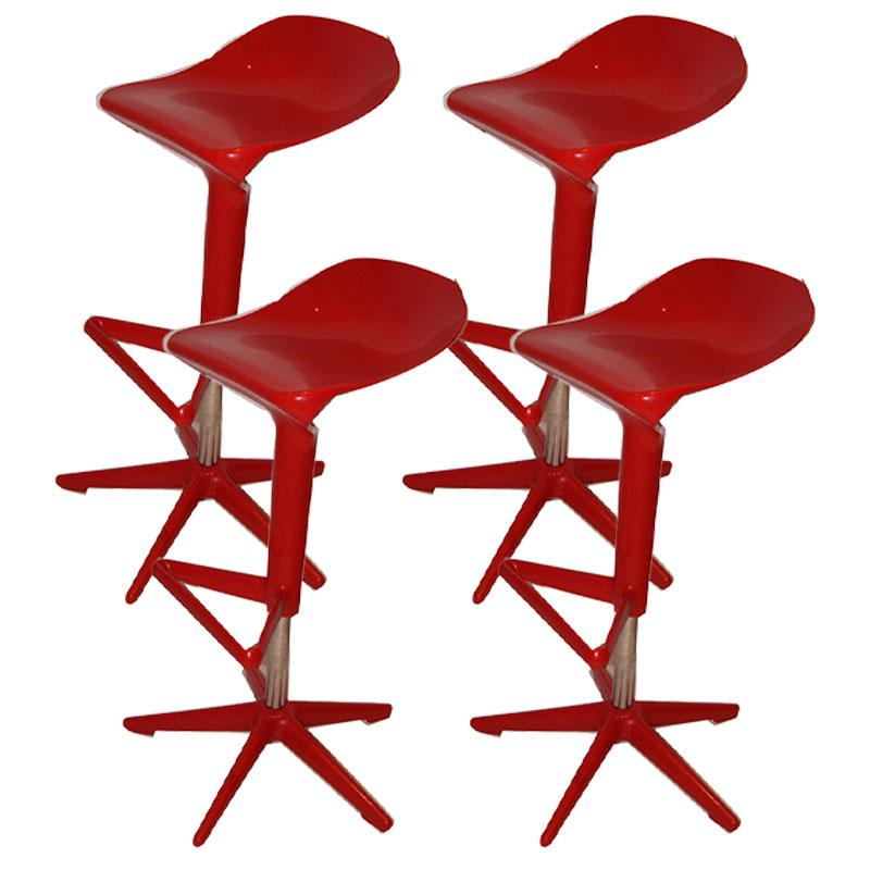 Living Room Modern Plastic Barstool Rotating Lifting Macron Bar Stool with Backrests Red 4 Piece Set Clearhalo 'Bar Furniture' 'Bar Stools' 'bar_stools' 'furn' 'furn_bar_stools' 'furniture_bar_stools' 'Kitchen & Dining Furniture' 'kitchen&dining_furn' 'kitchen' 'kitchen_furn' Furniture' 4611743