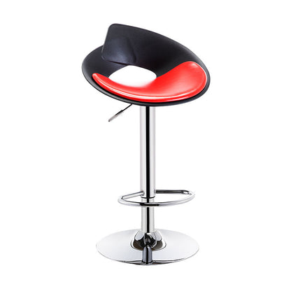 Nordic Style Leather Seats Barstool Rotating Lifting Bar Stool for Indoor Black-Red 1 Piece Clearhalo 'Bar Furniture' 'Bar Stools' 'bar_stools' 'furn' 'furn_bar_stools' 'furniture_bar_stools' 'Kitchen & Dining Furniture' 'kitchen&dining_furn' 'kitchen' 'kitchen_furn' Furniture' 4611754