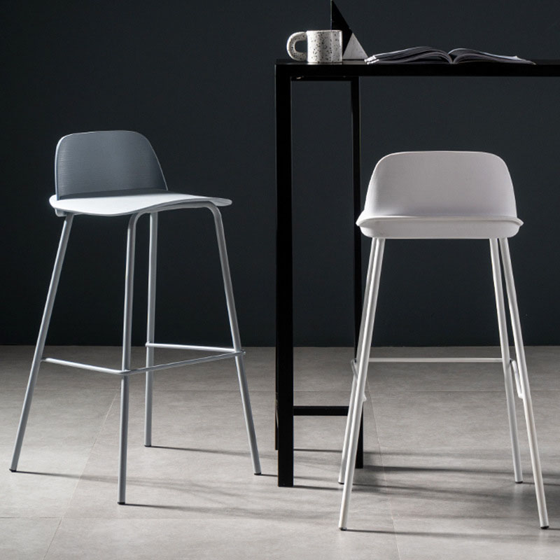 Contemporary Plastic Seats Macron Barstool Metal 4 Legs Bar Stool for Indoor Set of 2 Clearhalo 'Bar Furniture' 'Bar Stools' 'bar_stools' 'furn' 'furn_bar_stools' 'furniture_bar_stools' 'Kitchen & Dining Furniture' 'kitchen&dining_furn' 'kitchen' 'kitchen_furn' Furniture' 4611777