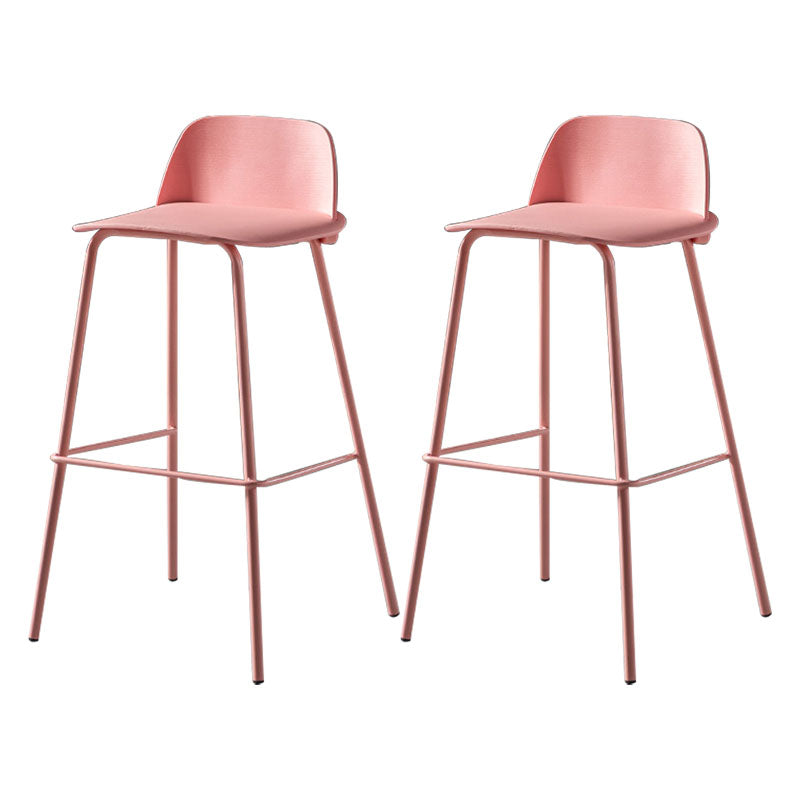 Contemporary Plastic Seats Macron Barstool Metal 4 Legs Bar Stool for Indoor Set of 2 Pink 2 Piece Set Bar Stool(30"H) Clearhalo 'Bar Furniture' 'Bar Stools' 'bar_stools' 'furn' 'furn_bar_stools' 'furniture_bar_stools' 'Kitchen & Dining Furniture' 'kitchen&dining_furn' 'kitchen' 'kitchen_furn' Furniture' 4611791