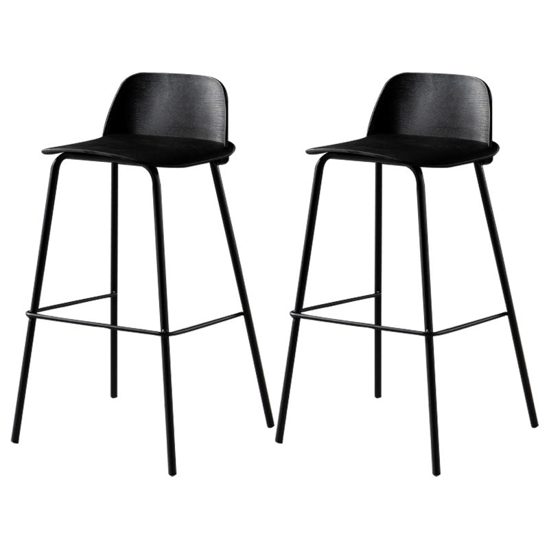 Contemporary Plastic Seats Macron Barstool Metal 4 Legs Bar Stool for Indoor Set of 2 Black 2 Piece Set Bar Stool(30"H) Clearhalo 'Bar Furniture' 'Bar Stools' 'bar_stools' 'furn' 'furn_bar_stools' 'furniture_bar_stools' 'Kitchen & Dining Furniture' 'kitchen&dining_furn' 'kitchen' 'kitchen_furn' Furniture' 4611794