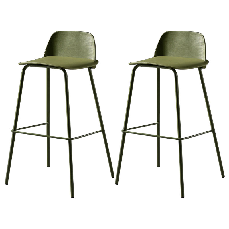 Contemporary Plastic Seats Macron Barstool Metal 4 Legs Bar Stool for Indoor Set of 2 Dark Green 2 Piece Set Bar Stool(30"H) Clearhalo 'Bar Furniture' 'Bar Stools' 'bar_stools' 'furn' 'furn_bar_stools' 'furniture_bar_stools' 'Kitchen & Dining Furniture' 'kitchen&dining_furn' 'kitchen' 'kitchen_furn' Furniture' 4611795