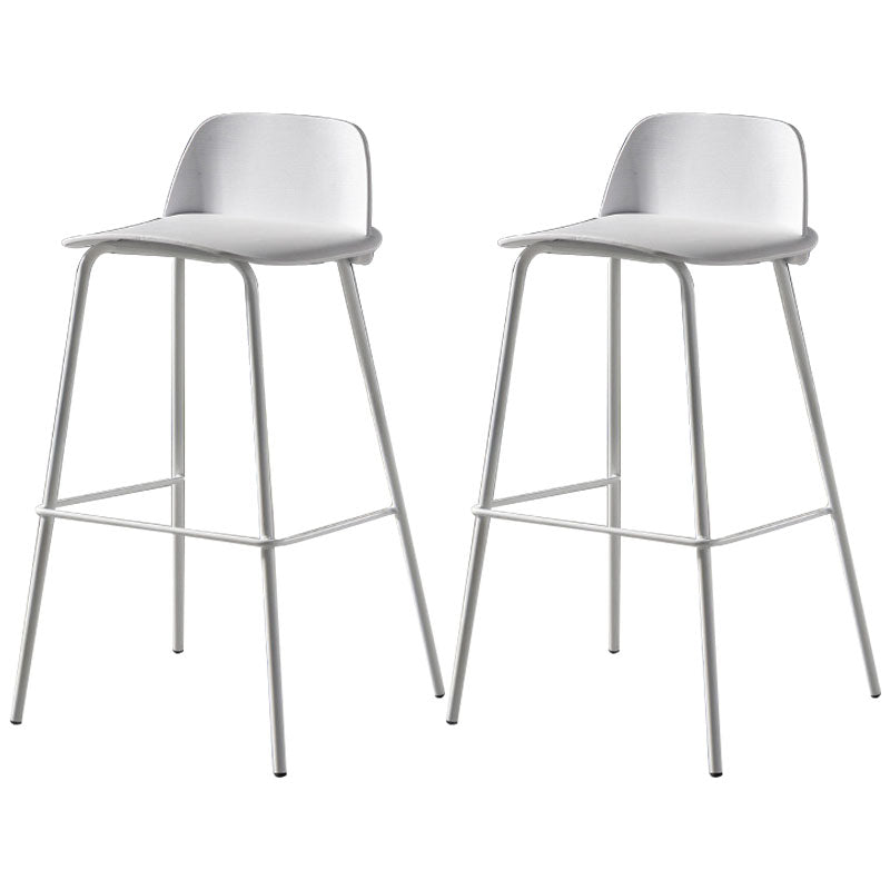 Contemporary Plastic Seats Macron Barstool Metal 4 Legs Bar Stool for Indoor Set of 2 White 2 Piece Set Bar Stool(30"H) Clearhalo 'Bar Furniture' 'Bar Stools' 'bar_stools' 'furn' 'furn_bar_stools' 'furniture_bar_stools' 'Kitchen & Dining Furniture' 'kitchen&dining_furn' 'kitchen' 'kitchen_furn' Furniture' 4611798