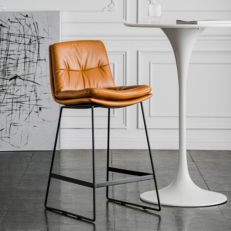 Nordic Iron Simple Barstool Indoor Tall Stool with Leather Seat Clearhalo 'Bar Furniture' 'Bar Stools' 'bar_stools' 'furn' 'furn_bar_stools' 'furniture_bar_stools' 'Kitchen & Dining Furniture' 'kitchen&dining_furn' 'kitchen' 'kitchen_furn' Furniture' 4611821