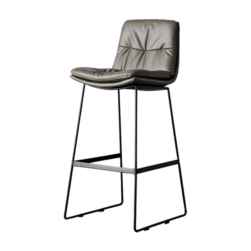 Nordic Iron Simple Barstool Indoor Tall Stool with Leather Seat Dark Gray 1 Piece Clearhalo 'Bar Furniture' 'Bar Stools' 'bar_stools' 'furn' 'furn_bar_stools' 'furniture_bar_stools' 'Kitchen & Dining Furniture' 'kitchen&dining_furn' 'kitchen' 'kitchen_furn' Furniture' 4611822