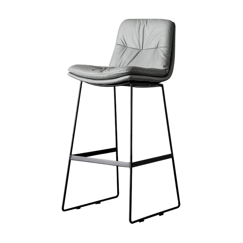 Nordic Iron Simple Barstool Indoor Tall Stool with Leather Seat Light Gray 1 Piece Clearhalo 'Bar Furniture' 'Bar Stools' 'bar_stools' 'furn' 'furn_bar_stools' 'furniture_bar_stools' 'Kitchen & Dining Furniture' 'kitchen&dining_furn' 'kitchen' 'kitchen_furn' Furniture' 4611823