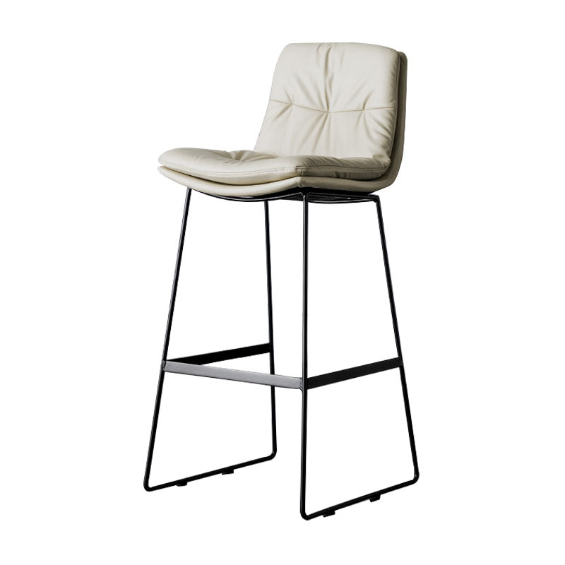 Nordic Iron Simple Barstool Indoor Tall Stool with Leather Seat Beige 1 Piece Clearhalo 'Bar Furniture' 'Bar Stools' 'bar_stools' 'furn' 'furn_bar_stools' 'furniture_bar_stools' 'Kitchen & Dining Furniture' 'kitchen&dining_furn' 'kitchen' 'kitchen_furn' Furniture' 4611825