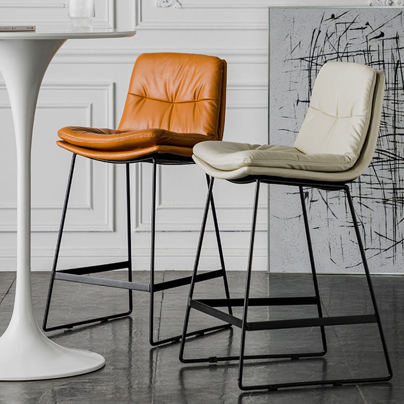 Nordic Iron Simple Barstool Indoor Tall Stool with Leather Seat Clearhalo 'Bar Furniture' 'Bar Stools' 'bar_stools' 'furn' 'furn_bar_stools' 'furniture_bar_stools' 'Kitchen & Dining Furniture' 'kitchen&dining_furn' 'kitchen' 'kitchen_furn' Furniture' 4611828