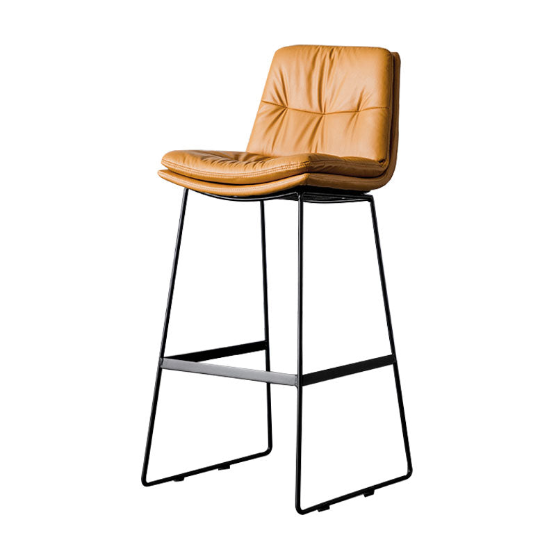Nordic Iron Simple Barstool Indoor Tall Stool with Leather Seat Orange 1 Piece Clearhalo 'Bar Furniture' 'Bar Stools' 'bar_stools' 'furn' 'furn_bar_stools' 'furniture_bar_stools' 'Kitchen & Dining Furniture' 'kitchen&dining_furn' 'kitchen' 'kitchen_furn' Furniture' 4611830